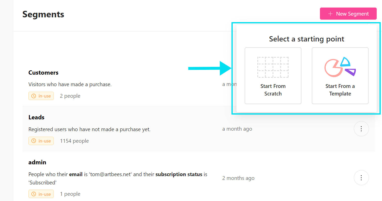 Growmatik people - select a starting point